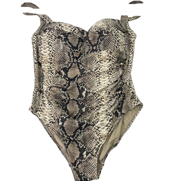 Bond-eye Women's Snake Print One Piece Swimsuit - Picture 1 of 10